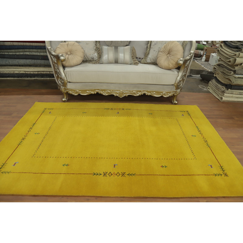 Yellow Tribal Gabbeh Style Oriental Area Rug