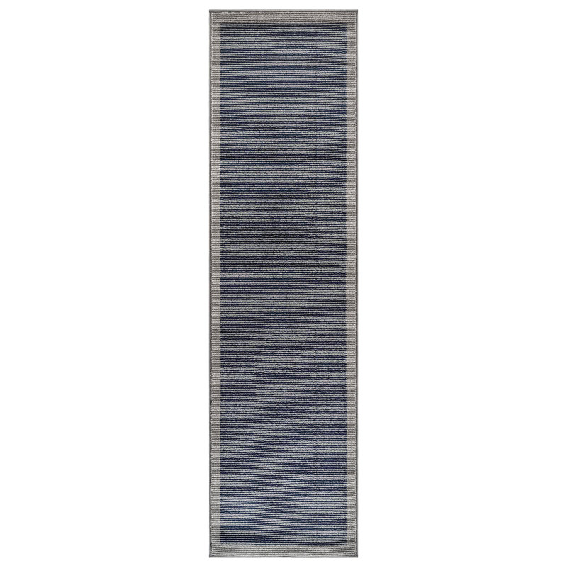Tapis moderne à motif géométrique moderne à bordure, Tapis de couloir 2 pi 2 po x 8 pi, Marine