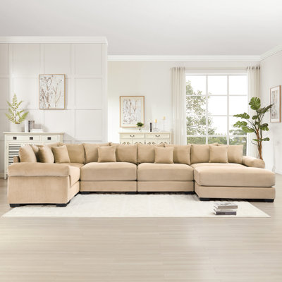 Canapé modulaire surdimensionné à 5 places avec très large, mobile et velours côtelé pour une vie confortable et relaxante