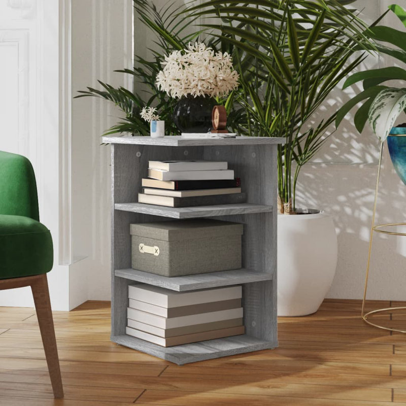Shamora 35cm W Manufactured Wood Bedside Table, Grey Sonoma