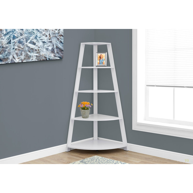 Bibliothèque, bibliothèque, étagère, d'angle, 4 niveaux, H 60 po, bureau, stratifié de chambre à coucher, contemporain, moderne