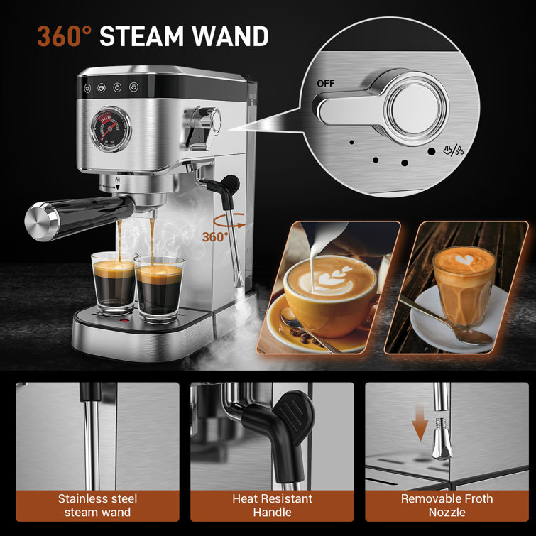 Espresso Machine Latte Makers 20 Bar Cappuccino Machines with Milk Frother  for Espresso/Cappuccino/Latte/Mocha for Home Brewing with 35 oz Removable