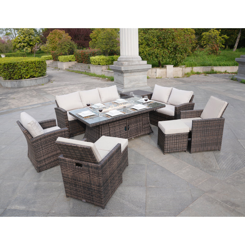 Allene Wicker 10 - Person Patio Conversation Sets with Cushions