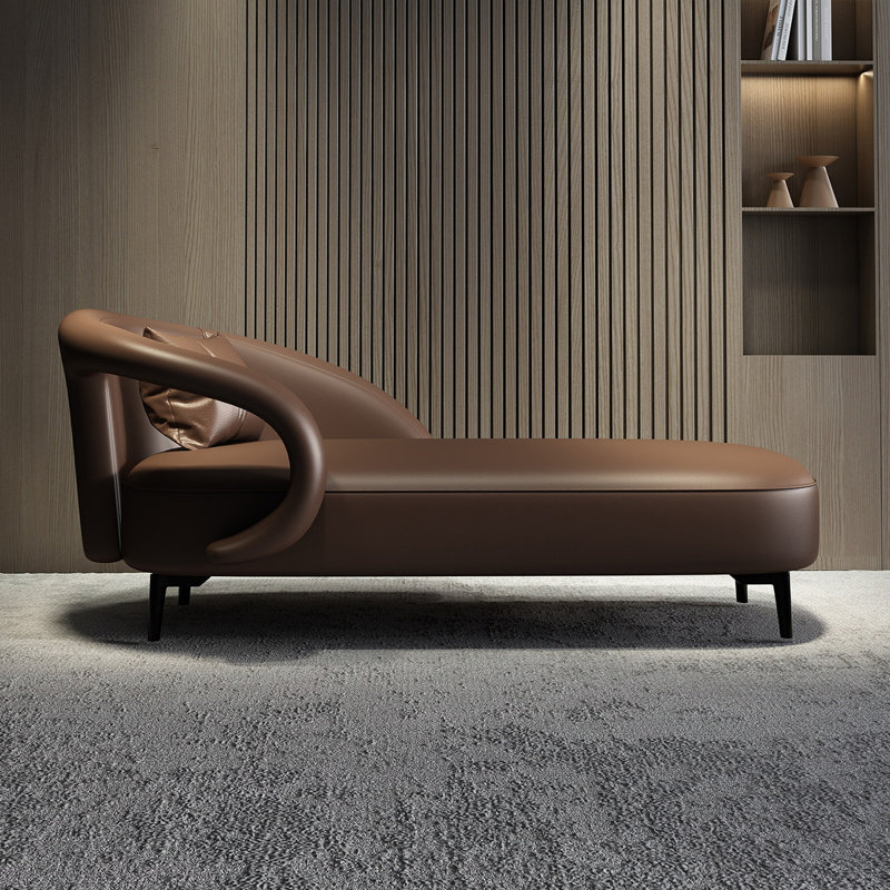 Fauteuil inclinable simple en cuir massif de couleur bois massif de 70,87 po