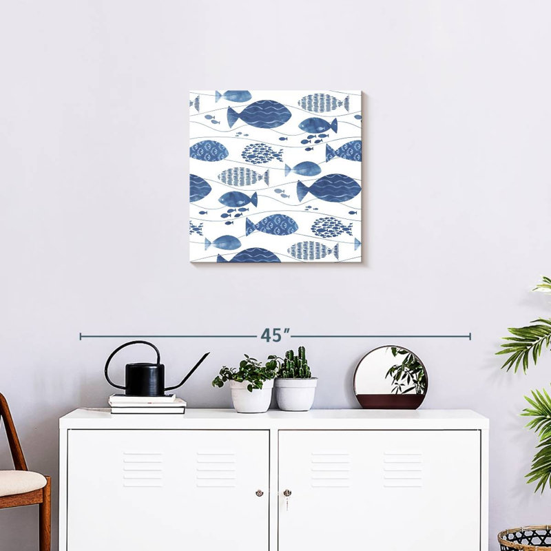 Ashelle Abstract Blue Fish, 20" H x 20" W