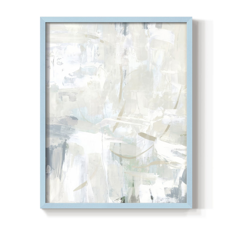 Impasto Poem I, reproduction encadrée - bois massif, 11" H x 9" W, Bleu
