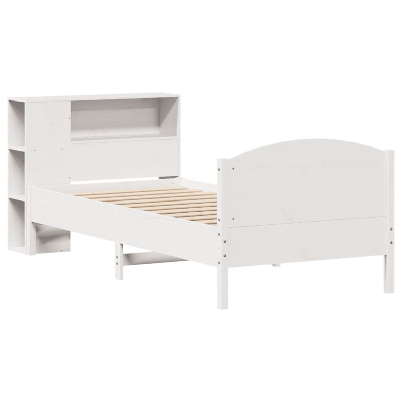 Bookcase Bed Without Mattress Solid Wood Pine, 81 x 219.5 cm, White