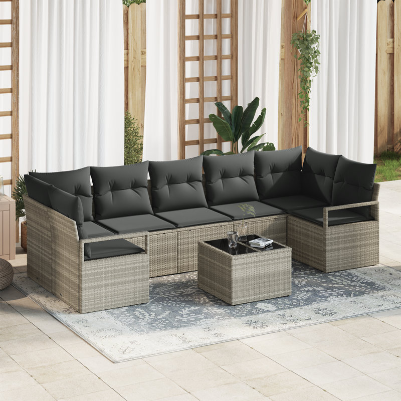 289cm Wide Patio Sofa with Cushions