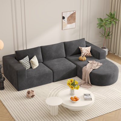 105" Heavyweight Sectional Couch With L-shape Chaise No Assembly Required Modern Modular Sofa With Extra Deep Seat Cozy Upholstered Couches For Living Room Bedroom