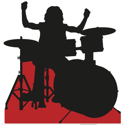 Silhouette de batteur debout en carton Drande
