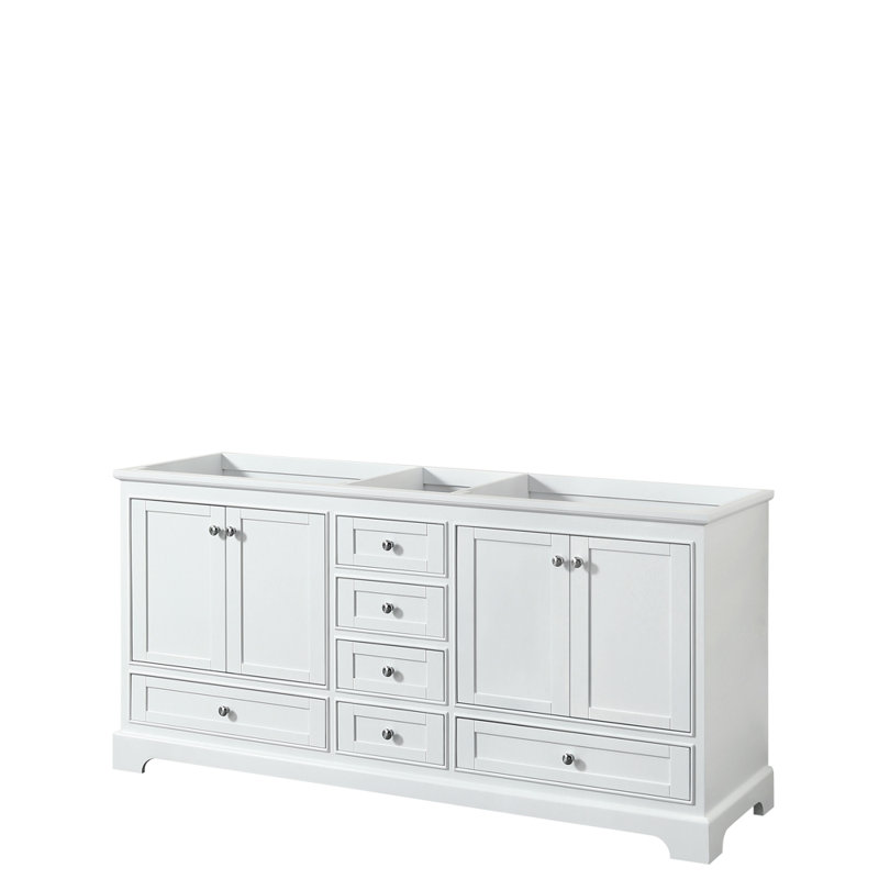 Deborah 72'' White Double Freestanding Vanity with Light-Vein Carrara Marble Top