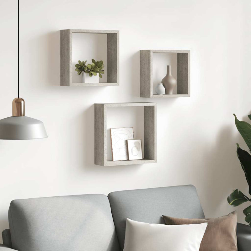 Tablettes murales cubiques flottantes, H 11 po x l 11 po x P 11 po, Noir