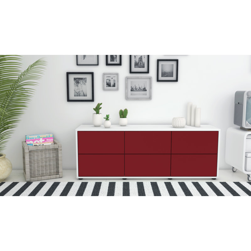 Wunderlich Unfinished TV Stand for TVs up to 60, Red / Matte White
