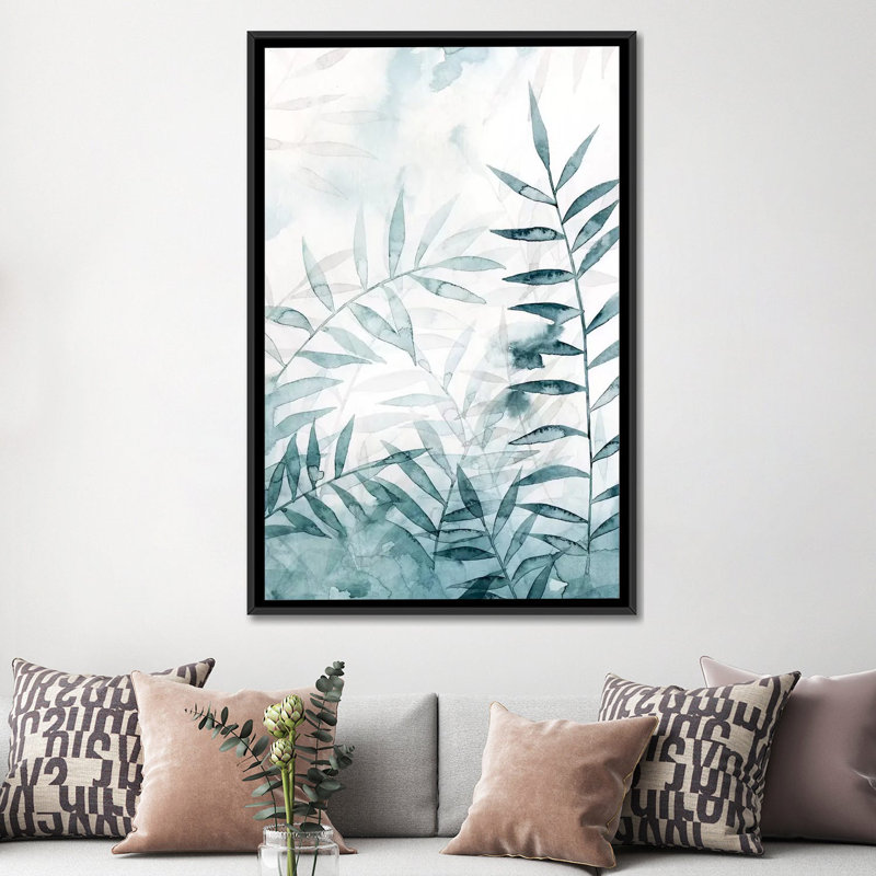«Bamboo Whisper II», reproduction sur toile, H 60 po x l 40po x P 1,5 po, Toile avec cadre flottant noir, Pas de tapis
