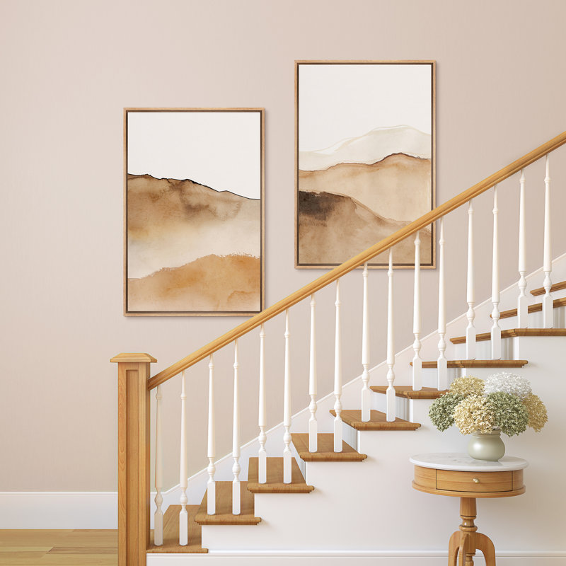 Abstrait paysage de montagne beige, impression d'art minimaliste, moderne, neutre, art mural, décoration de salon, Naturel