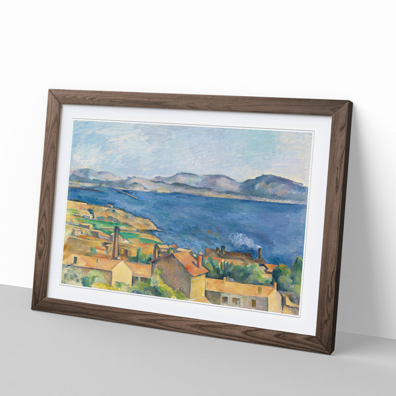 The Bay of Marseille by Paul Cezanne - Picture Frame Painting, 27cm H x 36cm W x 2cm D, Walnut Framed