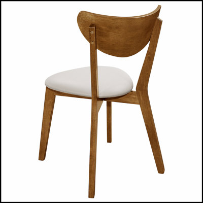 Daglosten Mid-Century Modern Off-and Chestnut 5-Piece Dining Set, Perfect for Compact Spaces and Stylish Breakfast Nooks.