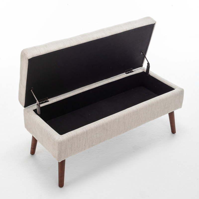 Repose-pieds capitonné avec rangement | Pieds en bois massif, couvercle à charnières de sécurité pour le lit et le vestibule de la chambre à coucher