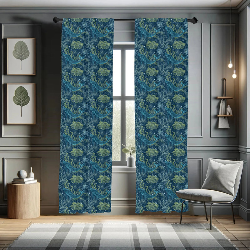 Whale Semi-Sheer Rod Pocket Sliding Panel, 28" x 95"
