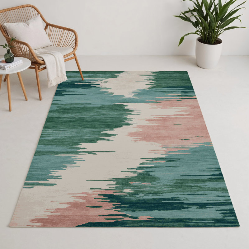 Tapis intérieur et extérieur beige Watercolor, Rectangle 5 pi x 7 pi