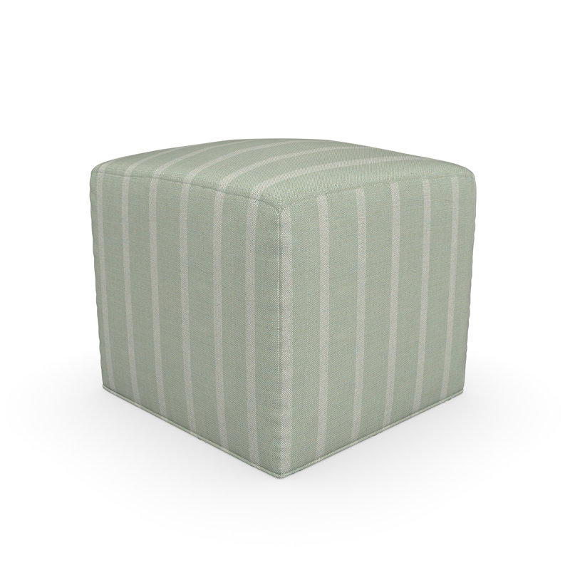 Praia Sunbrella® Outdoor Ottoman, 18" H x 18" W x 18" D, Unwind Rainwashed Striped Sunbrella®