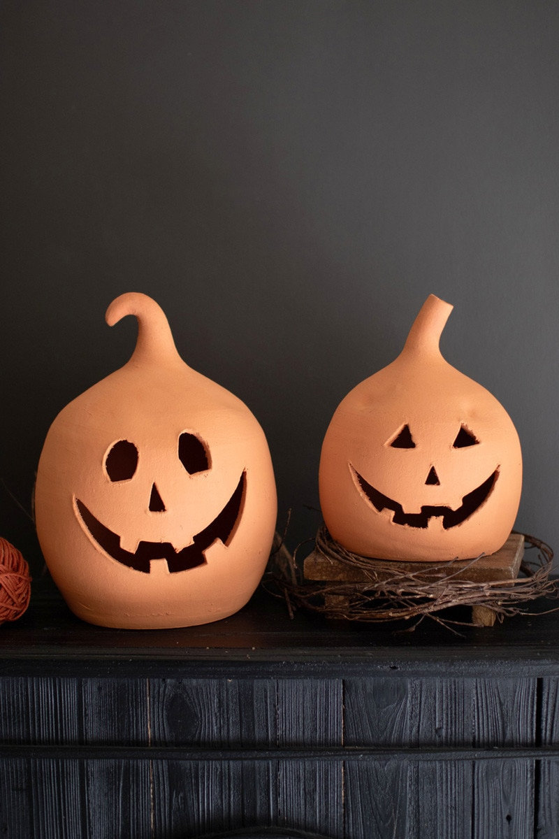 2-Piece Handcrafted Ceramic Lantern Set