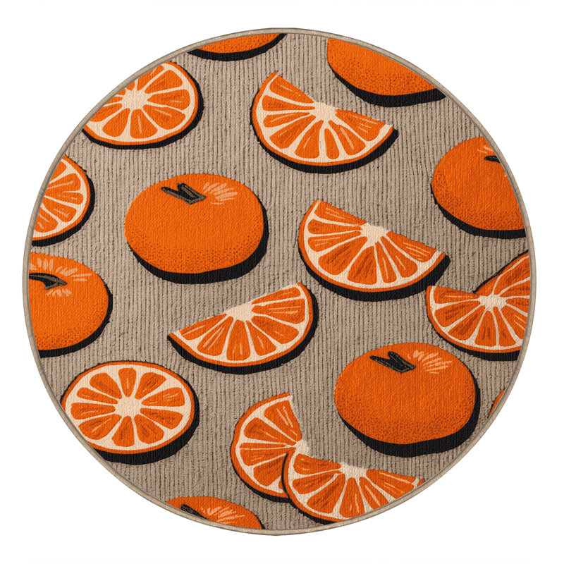  Tapis lavable tangerine, Rond 7 pi