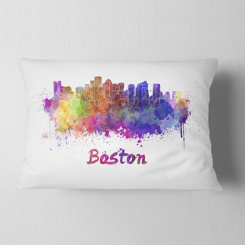 Boston Skyline - Cityscape Printed Throw Pillow
