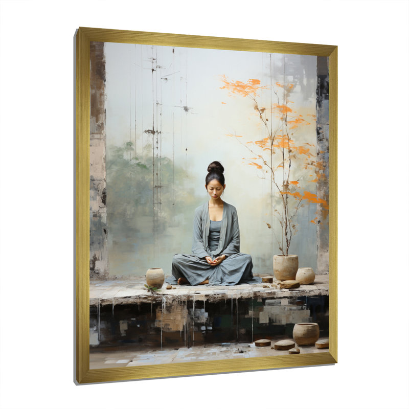 Yoga serein zen pastel II, H 20 po x l 12 po x P 1 po, Or