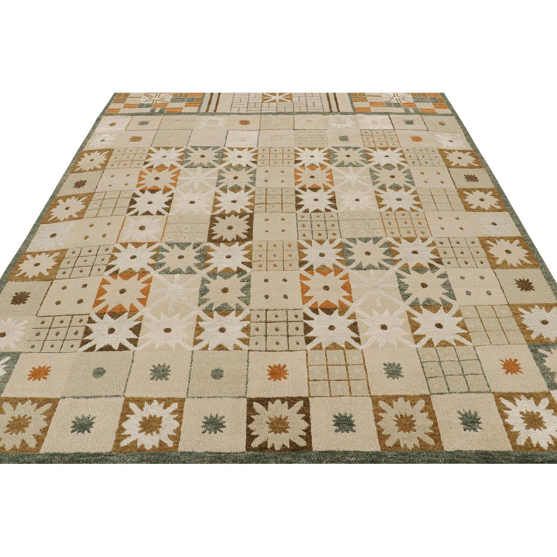 Hand Knotted Wool Geometric Area Rug in Polychromatic, Rectangle 10' x 14'
