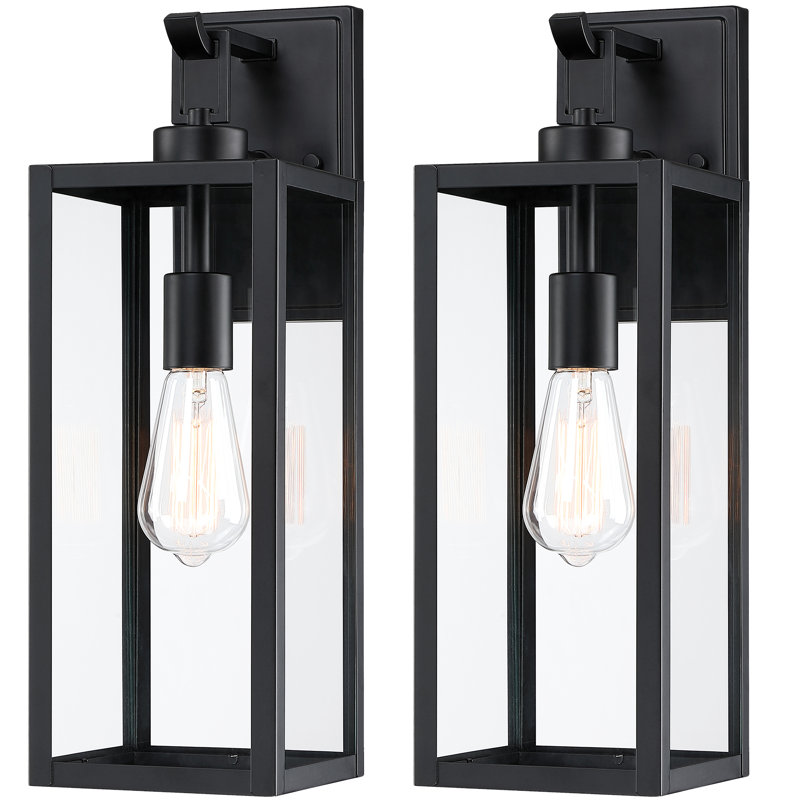 Schock Matte Black Outdoor Wall Lantern, 45.6cm H x 15.1cm W x 19.9cm D