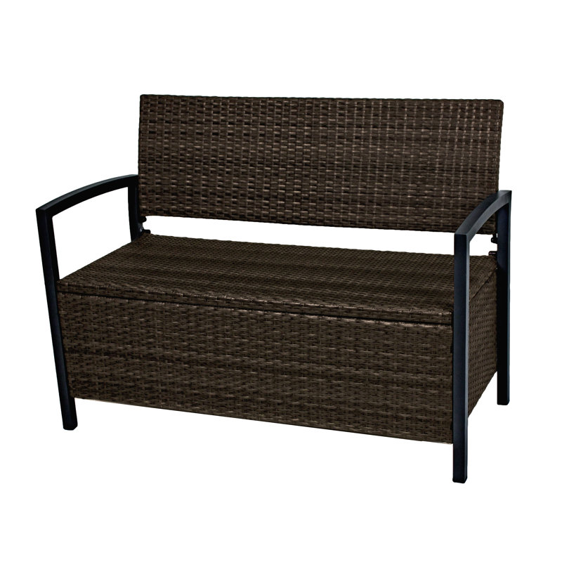 Wicker Outdoor Bench, Kaffee