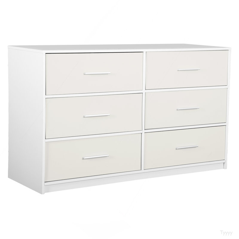 6-Drawer Dresser With Large Fabric Drawers, White, White