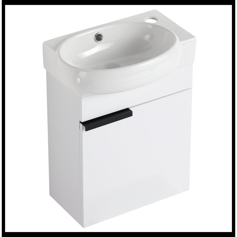 Derival 16.80'' Single Bathroom Vanity with Top, Gloss White