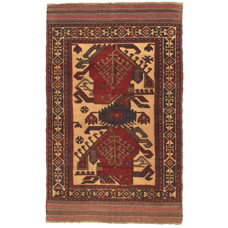 Tapis de zone one-of-kind-noué la 2010 rouge tadjik 3 pi 11 po x 6 pi zone de laine 3 po Westbrooke