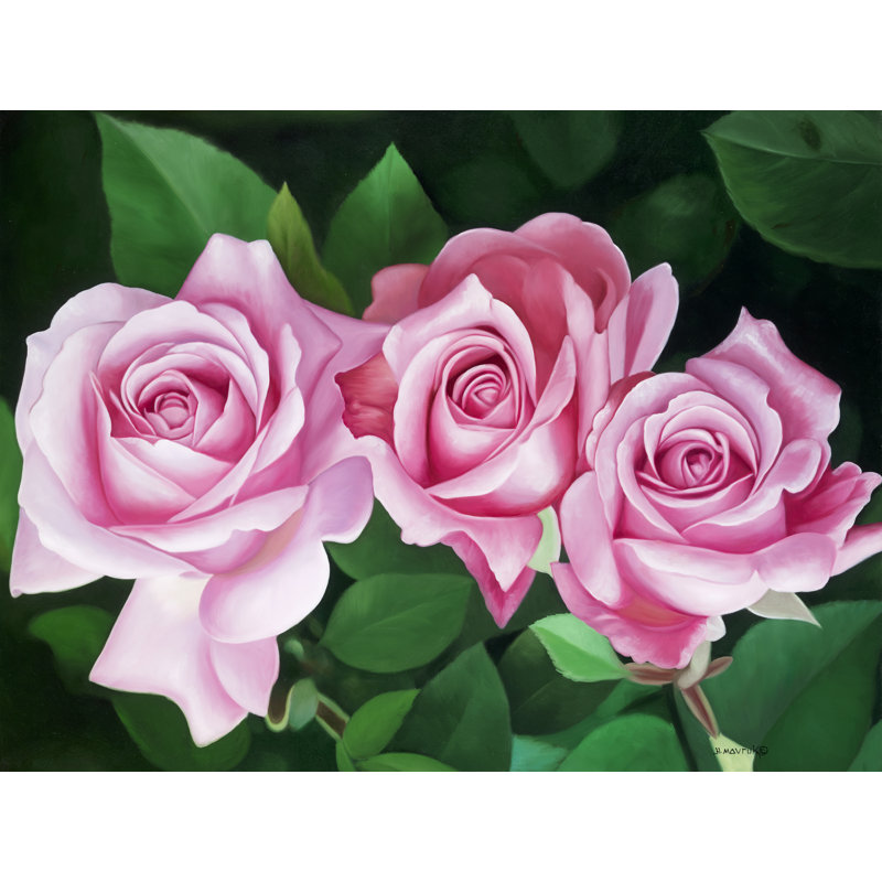 «Fl Roses» par Hulis Mavruk - peinture sur toile sans cadre, H 36 po x l 48 po
