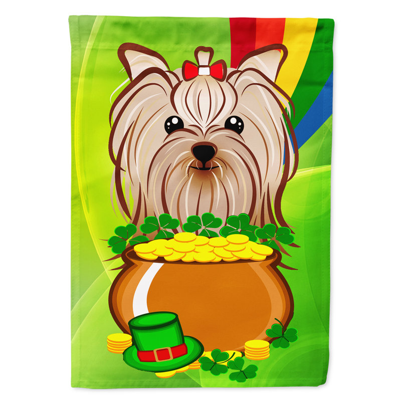 Drapeau de jardin Arella St. Patrick's, Yorkie (brun et beige)