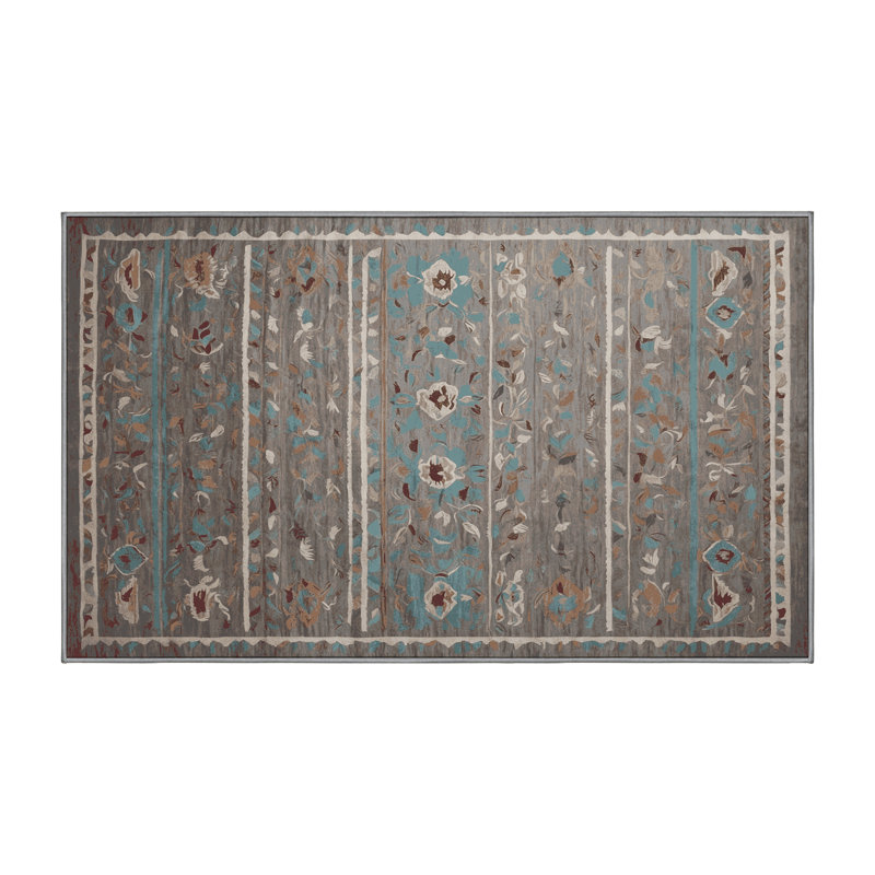 Tapis gris lavable à la machine, Rectangle 6 pi x 9 pi