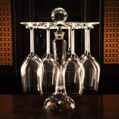 Desktop Crystal Glass High Footed Cup Holder