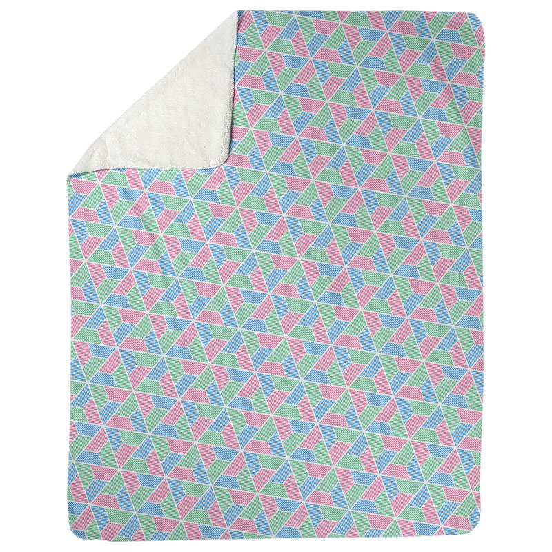 Couverture Katelyn Elizabeth Trapezoids, l 52,5 po x L 62,5 po, Vert / Rose / Bleu