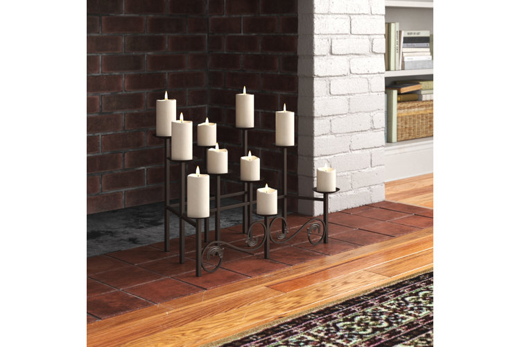 candles in fireplace