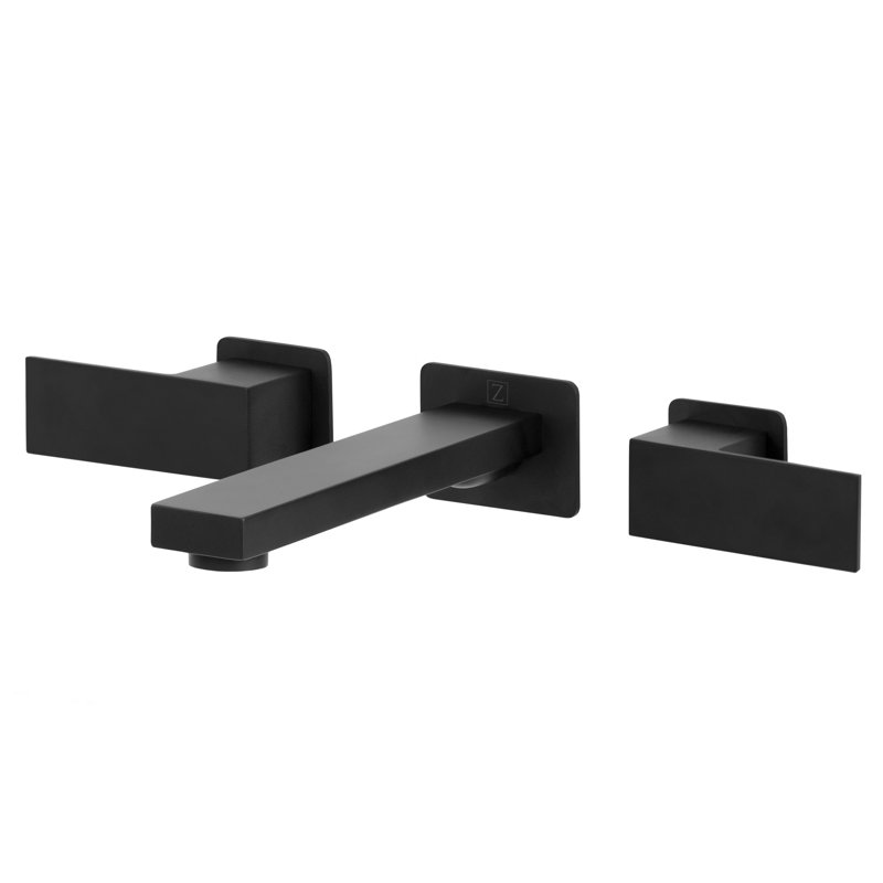 Wall Mounted Bathroom Faucet with Drain Assembly, Matte Black