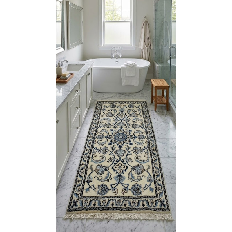 Tapis crème en laine noué à la main de conception unique 2000 pi 2 pi 3 po x 4 pi 6 po Bruck