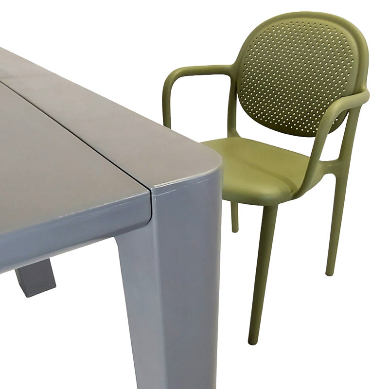Setebos 6 - Person Patio Dining Set with , Cushions Included, Green/Grey