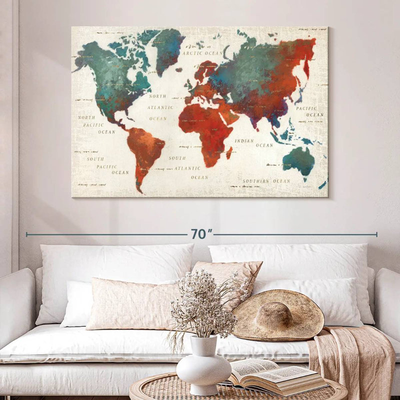 Monde coloré rétro Aliaz, H 34 po x l 51 po
