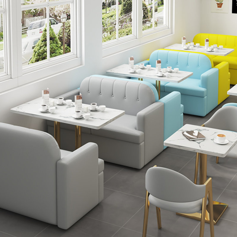 Banc rembourré léger de style café de luxe pour restaurant, Bleu