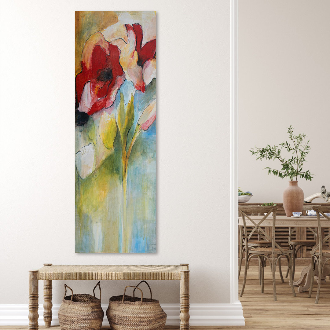 Leinwandbild Blumen Acrylmalerei Mohn