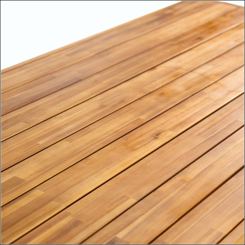 Table de salle à manger en bois d'acacia, idéale pour les rassemblements de patio et de jardin, finition teck