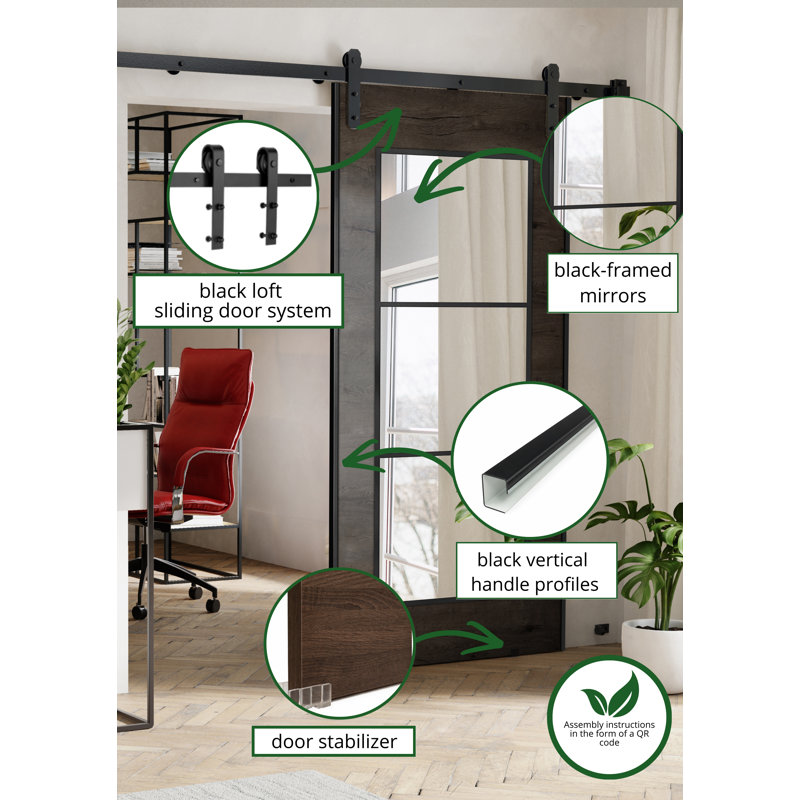 Ketterer Barn Door, 76cm x 205cm, Dark Brown, 1