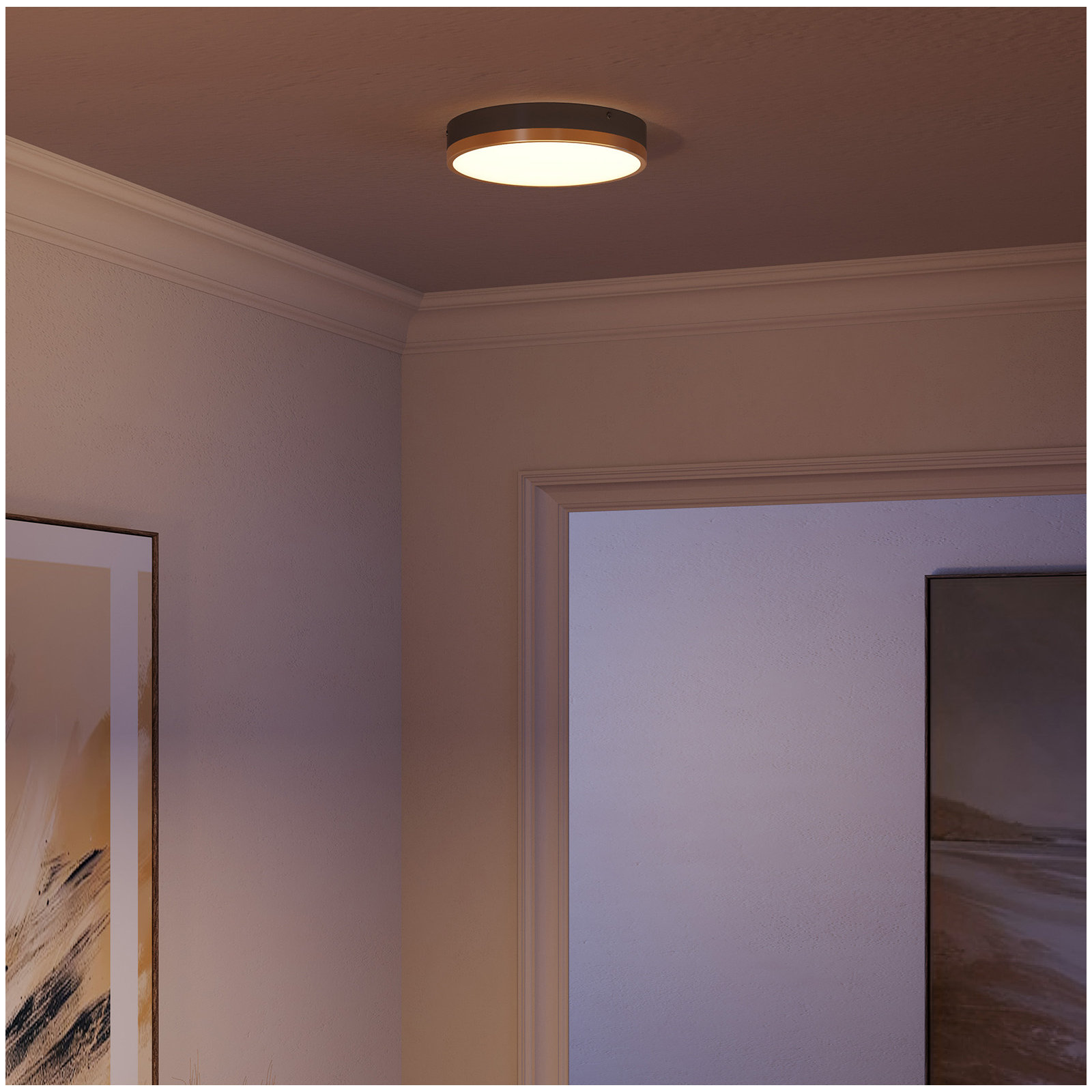 Orland Single Light Glass LED Flush Mount, 2" H x 11.13" W x 11.13" D, Aged Gold/Matte Black